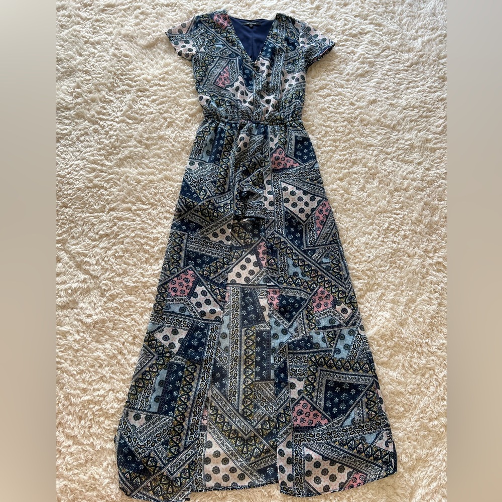 Print Floral High Low Romper Size Medium